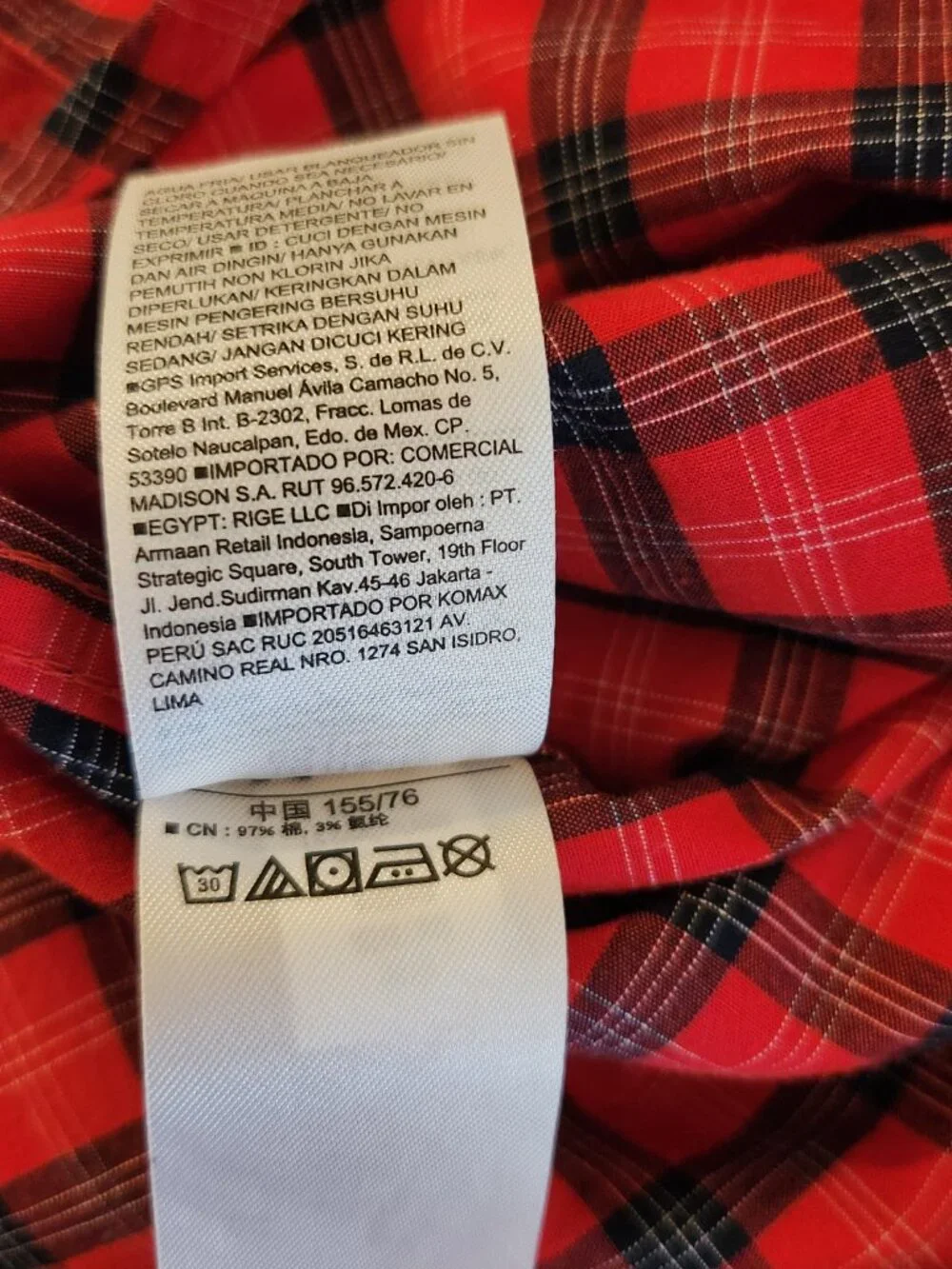 Old Navy Built in Flex Red and Black Plaid Shirt XL 14-16